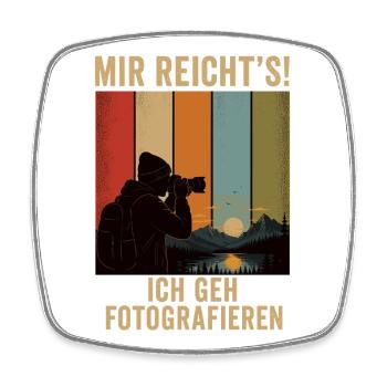 Mir reicht's Ich geh fotografieren Retro Fotograf - Viereckiger Kühlschrankmagnet - Weiß - Vorne