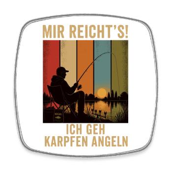 Mir reicht's Ich geh Karpfen angeln Retro Shirt - Viereckiger Kühlschrankmagnet - Weiß - Vorne