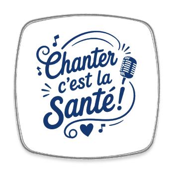 Chanter c’est la Santé Microphone - Magnet carré - blanc - Devant