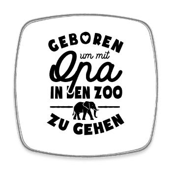 Geboren um mit Opa in den Zoo zu gehen - Viereckiger Kühlschrankmagnet - Weiß - Vorne