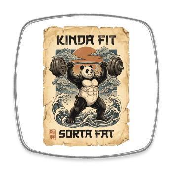 Kinda Fit Sorta Fat Panda Gewichtheben - Viereckiger Kühlschrankmagnet - Weiß - Vorne