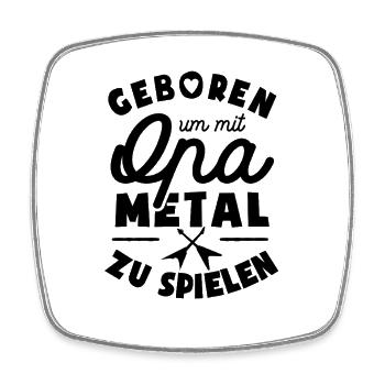 Geboren um mit Opa Metal zu spielen - Viereckiger Kühlschrankmagnet - Weiß - Vorne