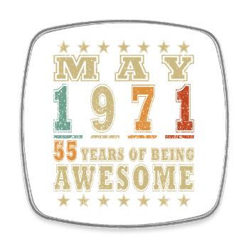 May 1971 – May 1971 - Square fridge magnet - white - Front