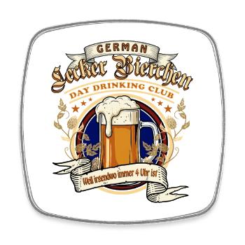 Lecker Bierchen Day Drinking Club - Viereckiger Kühlschrankmagnet - Weiß - Vorne