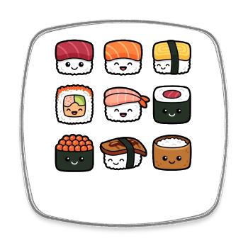 Sushi Funny Japanese Food Sashimi Cute - Square fridge magnet - white - Front
