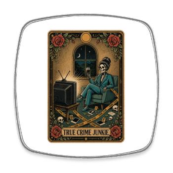 True-Crime-Junkie Tarotkarten-Rätsel - Viereckiger Kühlschrankmagnet - Weiß - Vorne