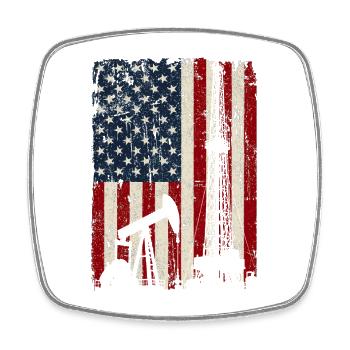 Patriotic Oilfield US Flag Roughneck - Square fridge magnet - white - Front