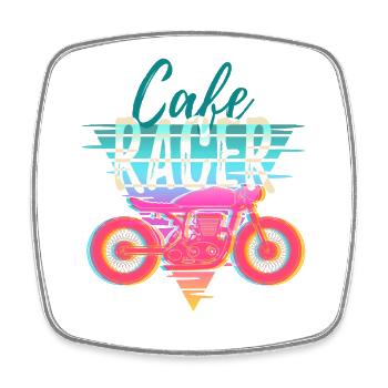 Motorrad – Geschenkidee Café Racer Retro - Viereckiger Kühlschrankmagnet - Weiß - Vorne