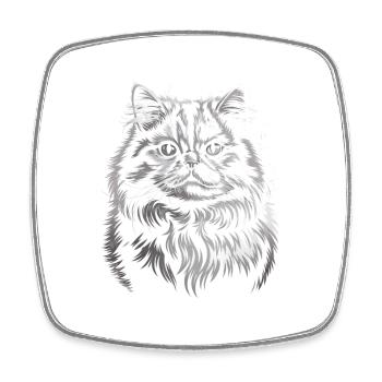 Katze - Viereckiger Kühlschrankmagnet - Weiß - Vorne