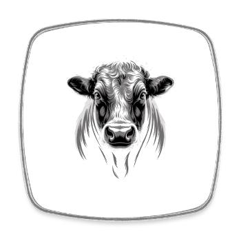 Vache - Magnet carré - blanc - Devant