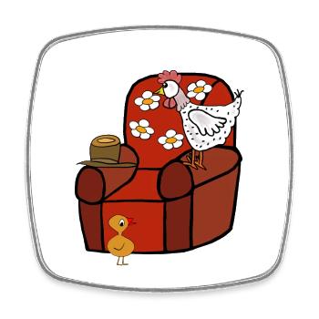 Lustige Hühner Feierabend Huhn  - Viereckiger Kühlschrankmagnet - Weiß - Vorne