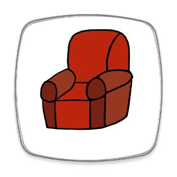 Roter Lounge-Sessel Silhouette - Viereckiger Kühlschrankmagnet - Weiß - Vorne