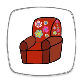 Armchair After-Work Break - Square fridge magnet - white - Front