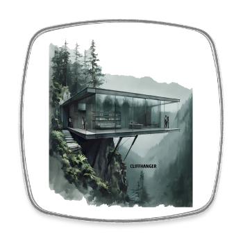 CLIFFHANGER - Villa en verre d’architecture moderne - Magnet carré - blanc - Devant