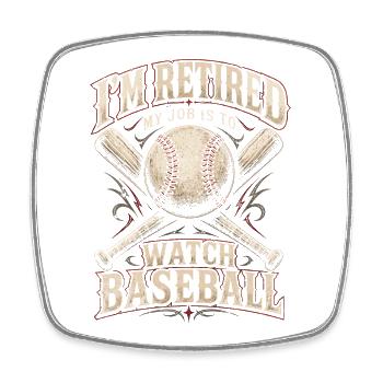 Rentner: Baseball schauen - Viereckiger Kühlschrankmagnet - Weiß - Vorne