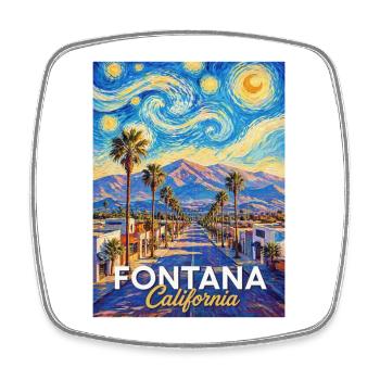 Fontana California Sternennacht - Viereckiger Kühlschrankmagnet - Weiß - Vorne