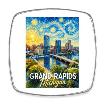 Nuit étoilée à Grand Rapids, Michigan - Magnet carré - blanc - Devant
