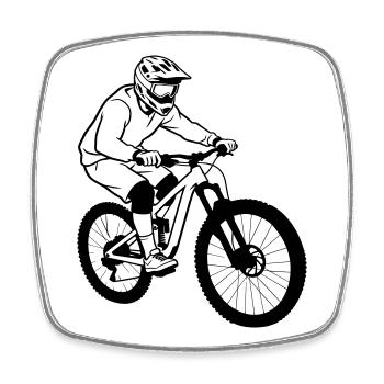 Downhill-Mountainbike - Viereckiger Kühlschrankmagnet - Weiß - Vorne