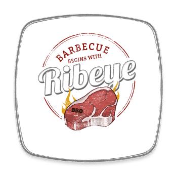 Ribeye Barbecue Beef BBQ Rib Eye Design - Square fridge magnet - white - Front