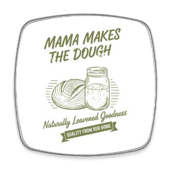 Maman qui fait du pain au levain fait la pâte - Magnet carré - blanc - Devant