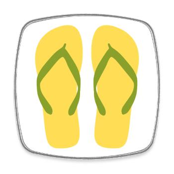 Sonnengelbe Flipflops - Viereckiger Kühlschrankmagnet - Weiß - Vorne