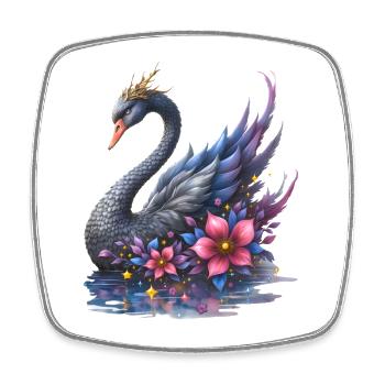 Fantasie-Blumenschwan - Viereckiger Kühlschrankmagnet - Weiß - Vorne