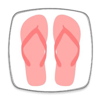 Bubblegum Pink Flip Flop Art - Square fridge magnet - white - Front