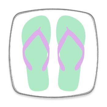 Mint Flip Flops Lavender Straps - Square fridge magnet - white - Front