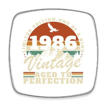 1986 Vintage Rétro Cadeau D'anniversaire - Magnet carré - blanc - Devant