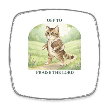 To praise the Lord Christian Cat - Square fridge magnet - white - Front