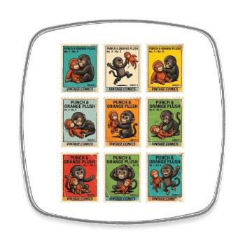 Stamps Baby Monkey Punch - Square fridge magnet - white - Front