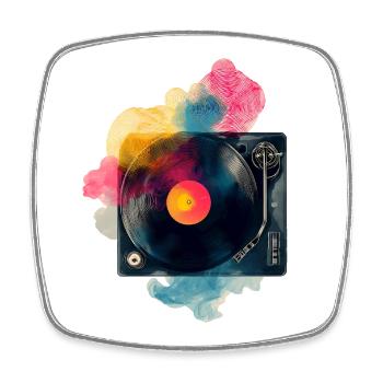 Design de platine vinyle en vinyle à splash couleur - Magnet carré - blanc - Devant