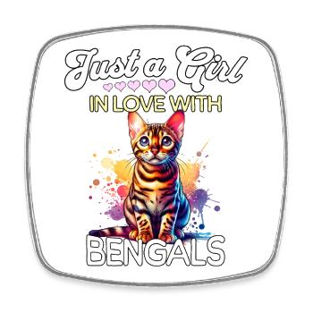 Bengalkatze Mädchen - Viereckiger Kühlschrankmagnet - Weiß - Vorne