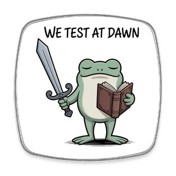Dawn Frog Knight: Schwert & Buch - Viereckiger Kühlschrankmagnet - Weiß - Vorne
