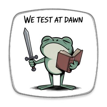 Wir testen beim Dawn Frog Knight Reading - Viereckiger Kühlschrankmagnet - Weiß - Vorne