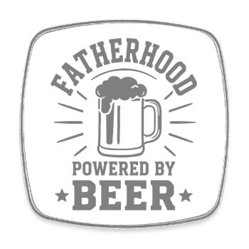 LA PATERNITÉ ALIMENTÉE PAR LA BIÈRE Emblème pour les pères - Magnet carré - blanc - Devant