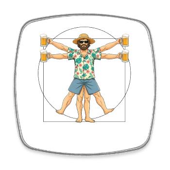 Vitruvian Man Beer Mugs - Square fridge magnet - white - Front