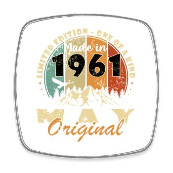 1961 Made in May Original - Viereckiger Kühlschrankmagnet - Weiß - Vorne