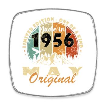 Mai 1956 - Geburtstag - Geschenk - Viereckiger Kühlschrankmagnet - Weiß - Vorne