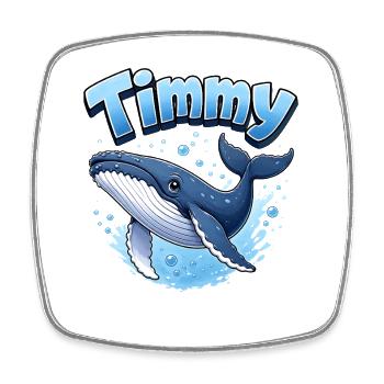 Timmy - der Ostsee-Wal: Süßer Buckelwal - Viereckiger Kühlschrankmagnet - Weiß - Vorne