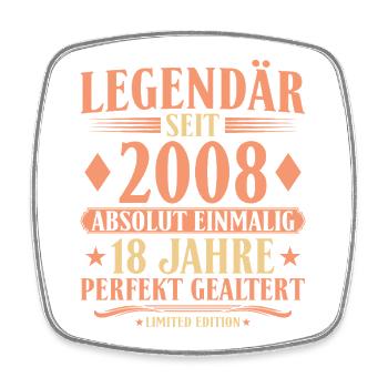 2008 Geboren - Absolut Einmalig 18. Geburtstag - Viereckiger Kühlschrankmagnet - Weiß - Vorne