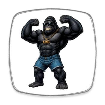 König Gorilla Bling - Viereckiger Kühlschrankmagnet - Weiß - Vorne