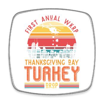 Thanksgiving Turkey Drop Retro Geschenk - Viereckiger Kühlschrankmagnet - Weiß - Vorne
