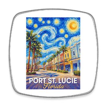 Port St. Lucie Florida Palmen Skyline - Viereckiger Kühlschrankmagnet - Weiß - Vorne