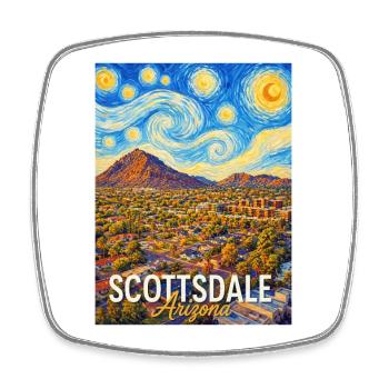 Scottsdale Arizona Sun Art Poster - Square fridge magnet - white - Front