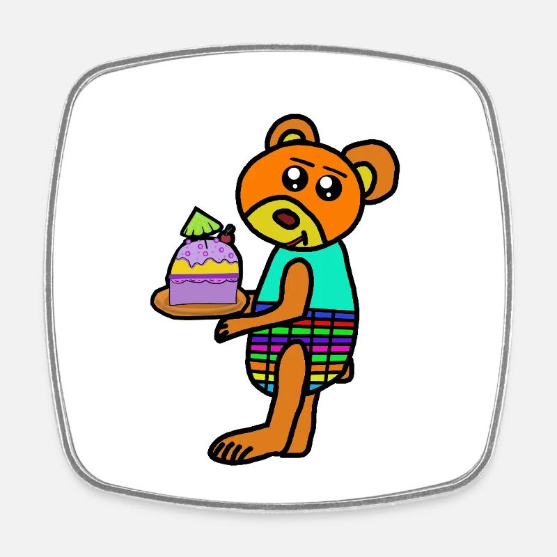 Cake Muffin Bear Teddy Teddy Bear Child - Square fridge magnet - white