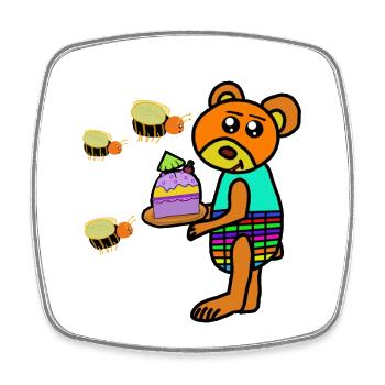 Bear with birthday cake children - Square fridge magnet - white - Front