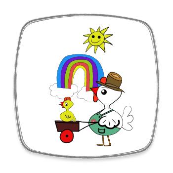 Lustige Hühner Regenbogen Huhn Kinder - Viereckiger Kühlschrankmagnet - Weiß - Vorne