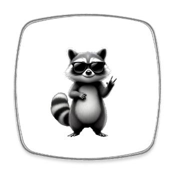 Waschbär mit Sonnenbrille - Viereckiger Kühlschrankmagnet - Weiß - Vorne