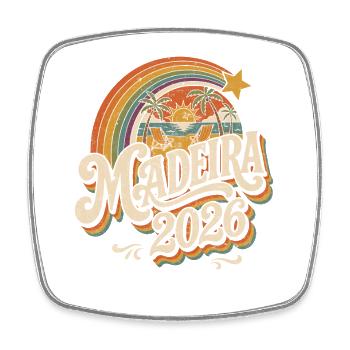 Madeira 2026 Retro Sonnenuntergang - Viereckiger Kühlschrankmagnet - Weiß - Vorne
